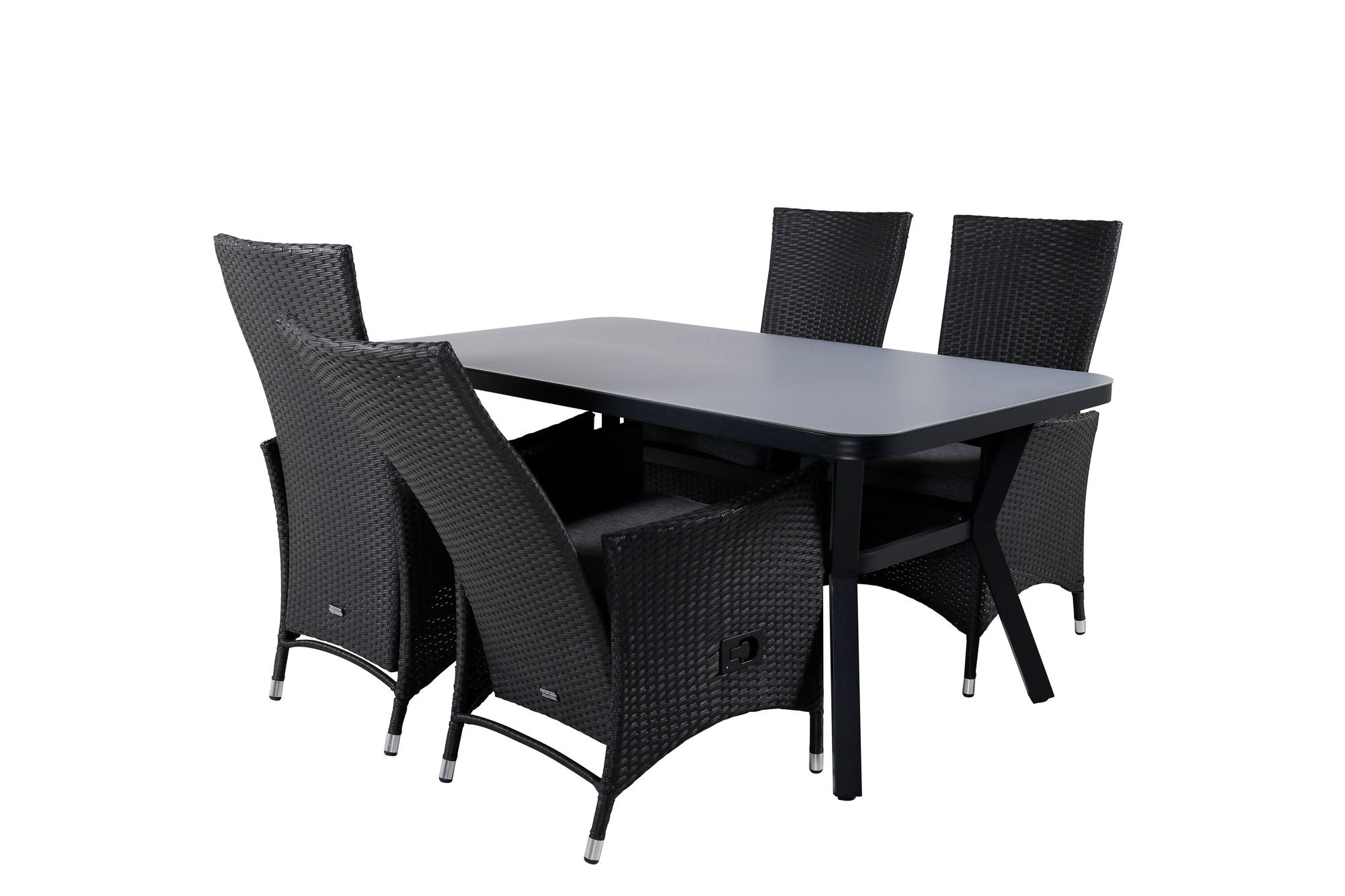 Venture Home Virya spisebord - BLACK Alu / Grey Glass - small bord+Padova stol (Recliner) - Black/Grey_4