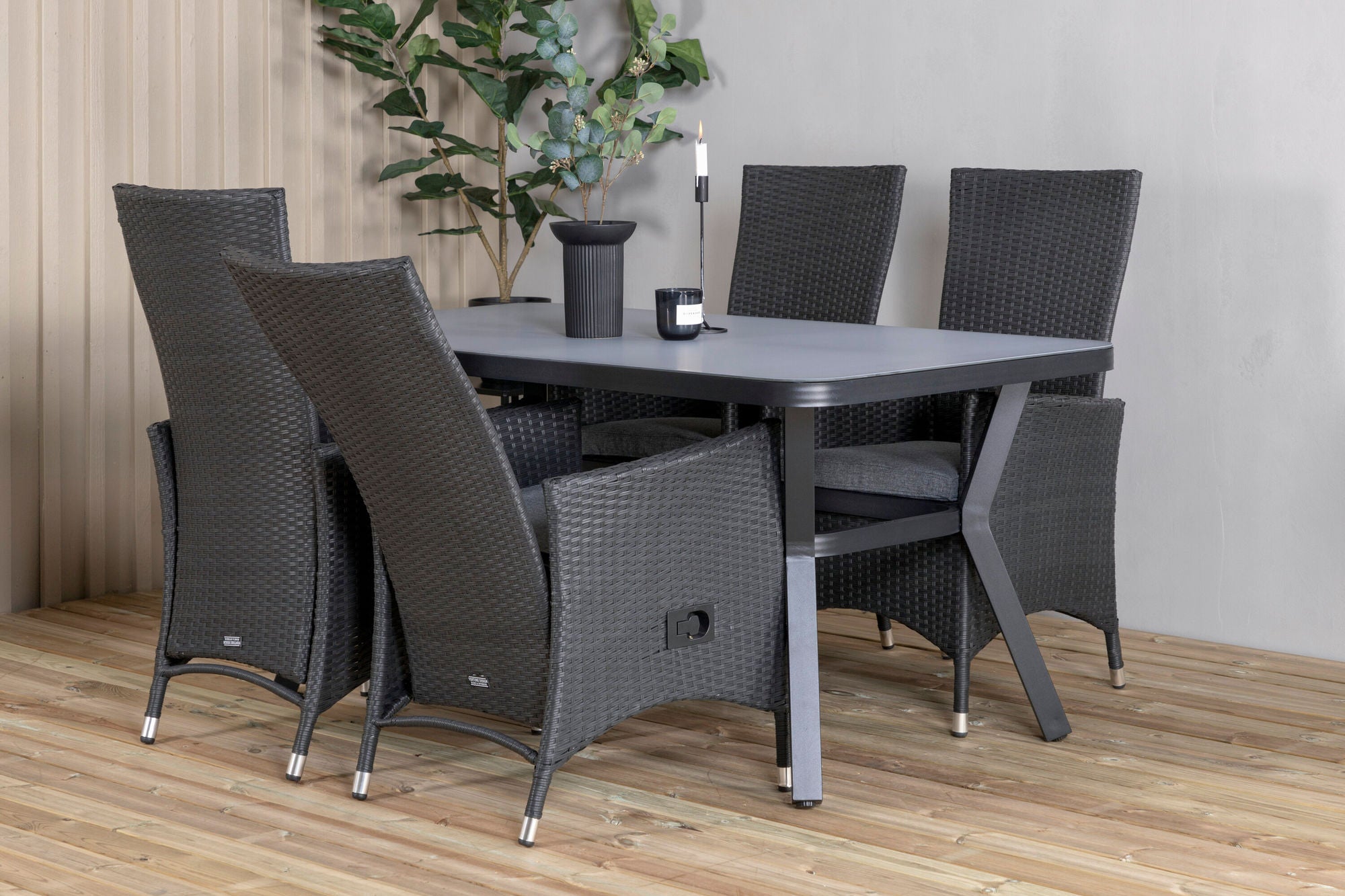 Venture Home Virya spisebord - BLACK Alu / Grey Glass - small bord+Padova stol (Recliner) - Black/Grey_4
