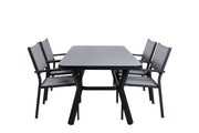 Venture Home Virya spisebord - BLACK Alu / Grey Glass - small bord+Copacabana Stacking stol - Black/Grey_4