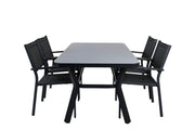 Venture Home Virya spisebord - BLACK Alu / Grey Glass - small bord+Copacabana Stacking stol - Black/Black_4