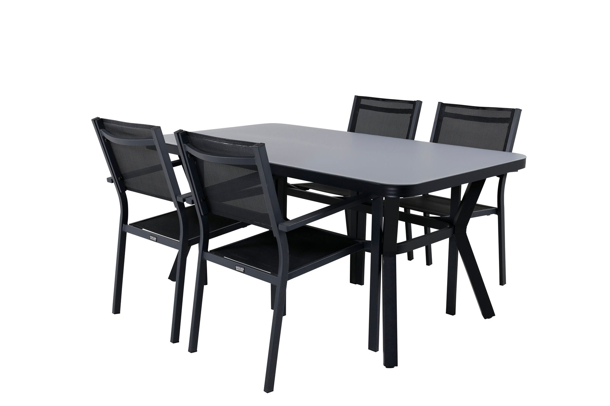 Venture Home Virya spisebord - BLACK Alu / Grey Glass - small bord+Copacabana Stacking stol - Black/Black_4
