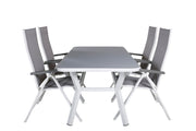 Venture Home Virya spisebord - White Alu / Grey Glass - small bord+Albany Light 5-pos white alu / Grey Textilene_4
