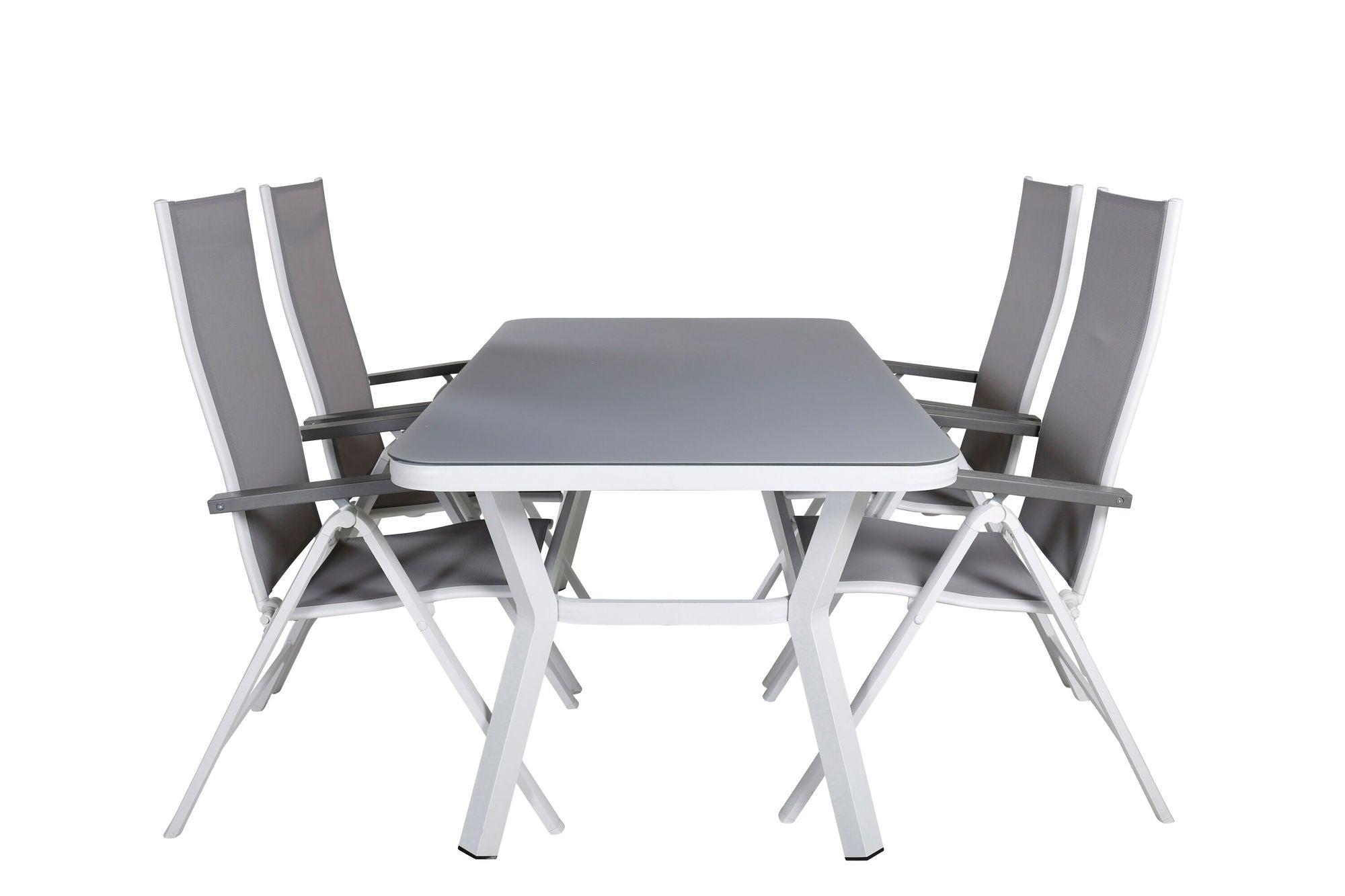 Venture Home Virya spisebord - White Alu / Grey Glass - small bord+Albany Light 5-pos white alu / Grey Textilene_4