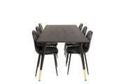 Venture Home Dipp spisebord - 180*90cm - Black Veneer / black legs w brass dipp +Polar Matstol - Svart / Svart PU _6