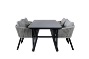 Venture Home Virya spisebord - BLACK Alu / Grey Glass - small bord+Virya Spisebordsstol - BLACK Alu / Grey cushion _4
