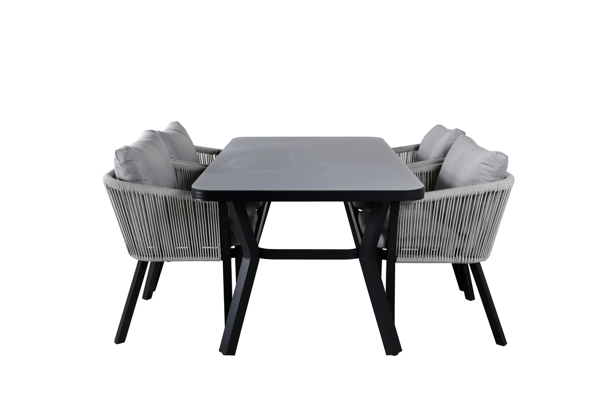 Venture Home Virya spisebord - BLACK Alu / Grey Glass - small bord+Virya Spisebordsstol - BLACK Alu / Grey cushion _4