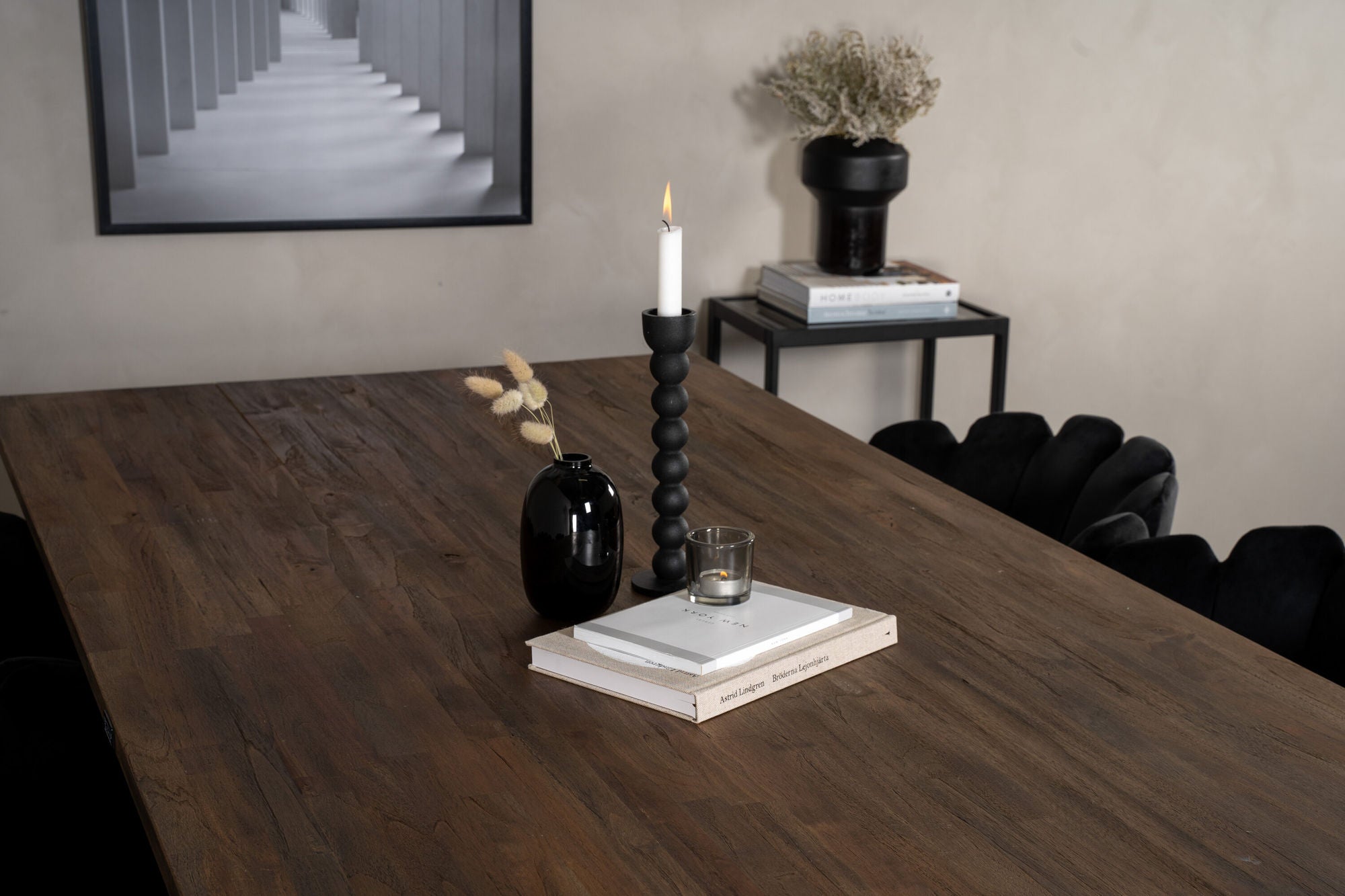 Venture Home Padang Matbord - Svart / mörk Teak - 250*100*H76+Limhamn - stol - Black Velvet_6