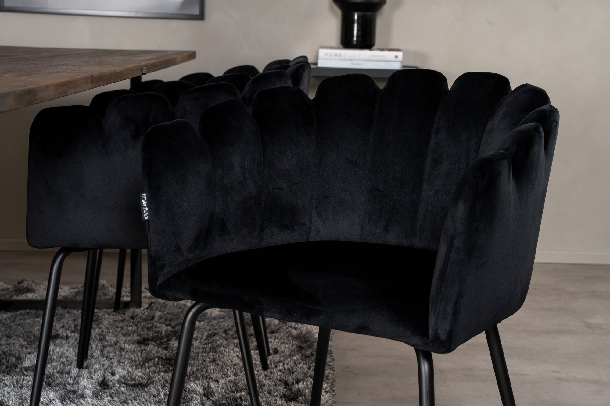 Venture Home Padang Matbord - Svart / mörk Teak - 250*100*H76+Limhamn - stol - Black Velvet_6