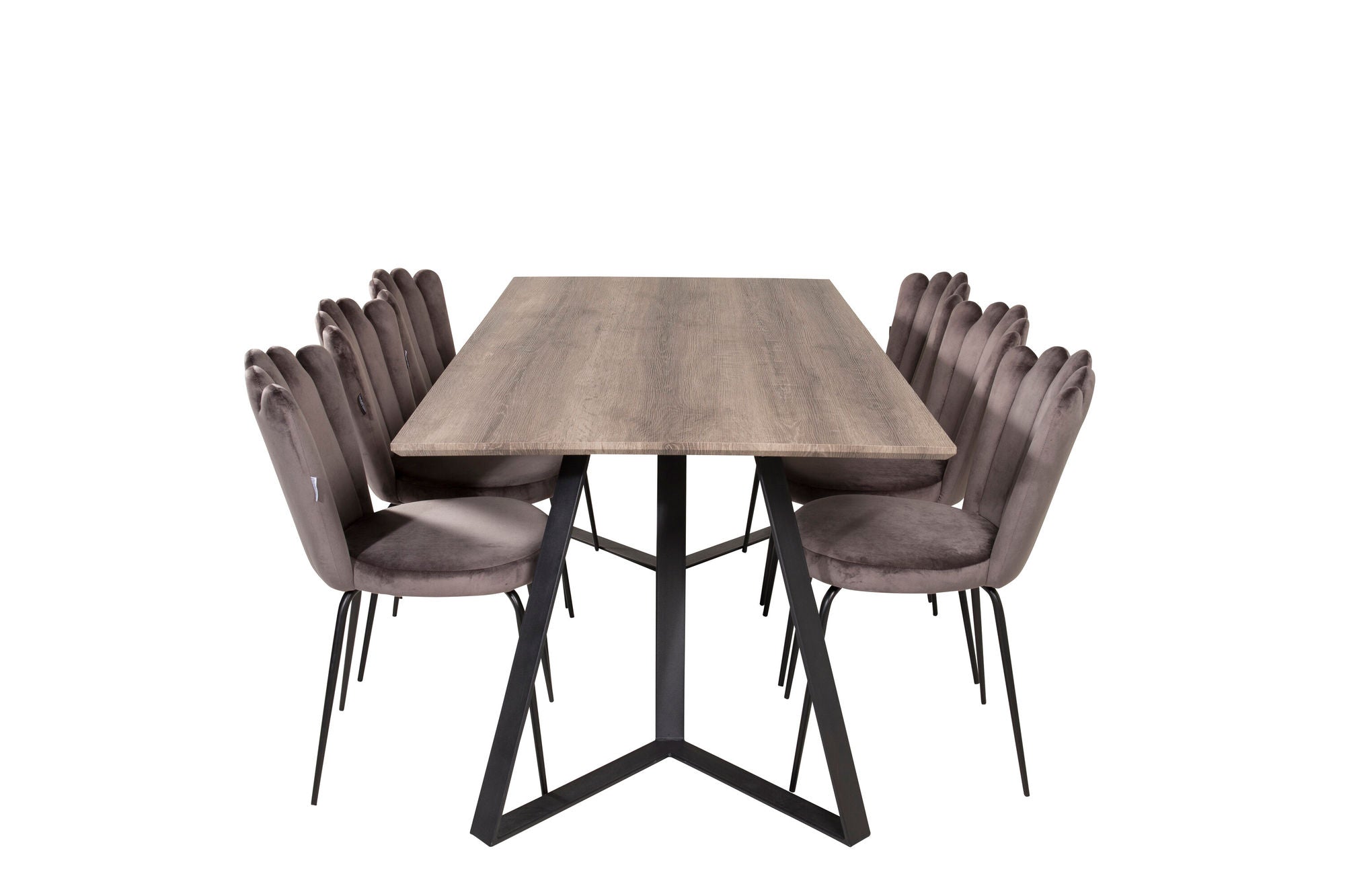Venture Home Marina Matbord - Svart / Grå Ek - 180*90*H75+Limhamn Light - stol - Grey Velvet_6