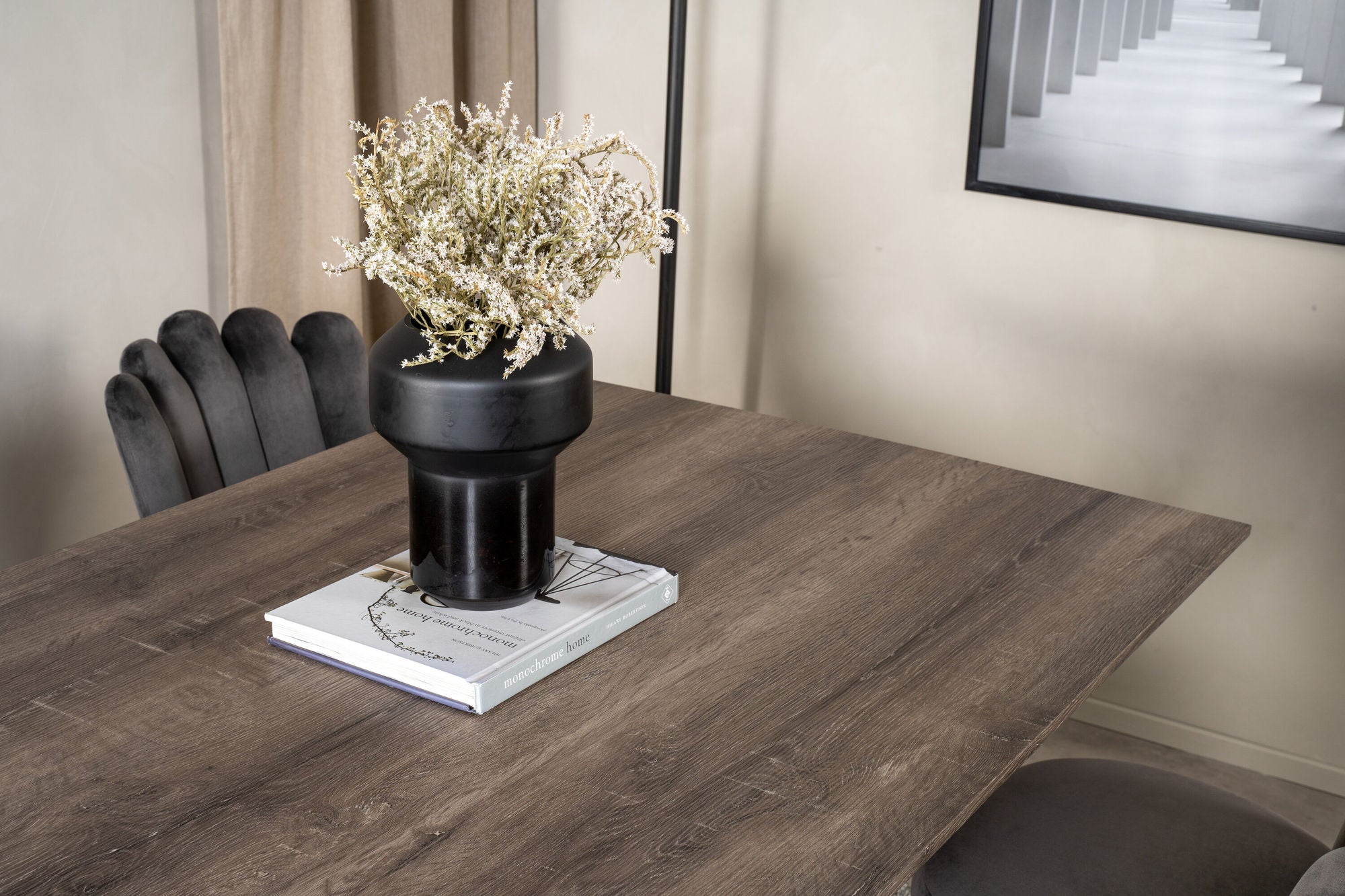 Venture Home Marina Matbord - Svart / Grå Ek - 180*90*H75+Limhamn Light - stol - Grey Velvet_6
