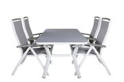 Venture Home Virya spisebord - White Alu / Grey Glass - small bord+Albany 5:pos stol - White/Grey_4