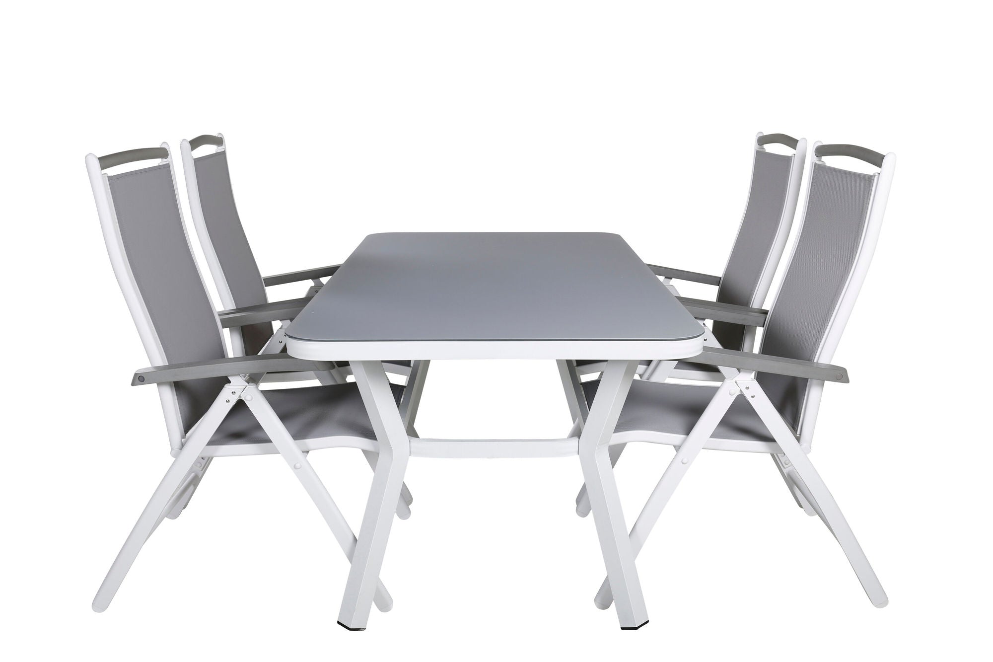 Venture Home Virya spisebord - White Alu / Grey Glass - small bord+Albany 5:pos stol - White/Grey_4