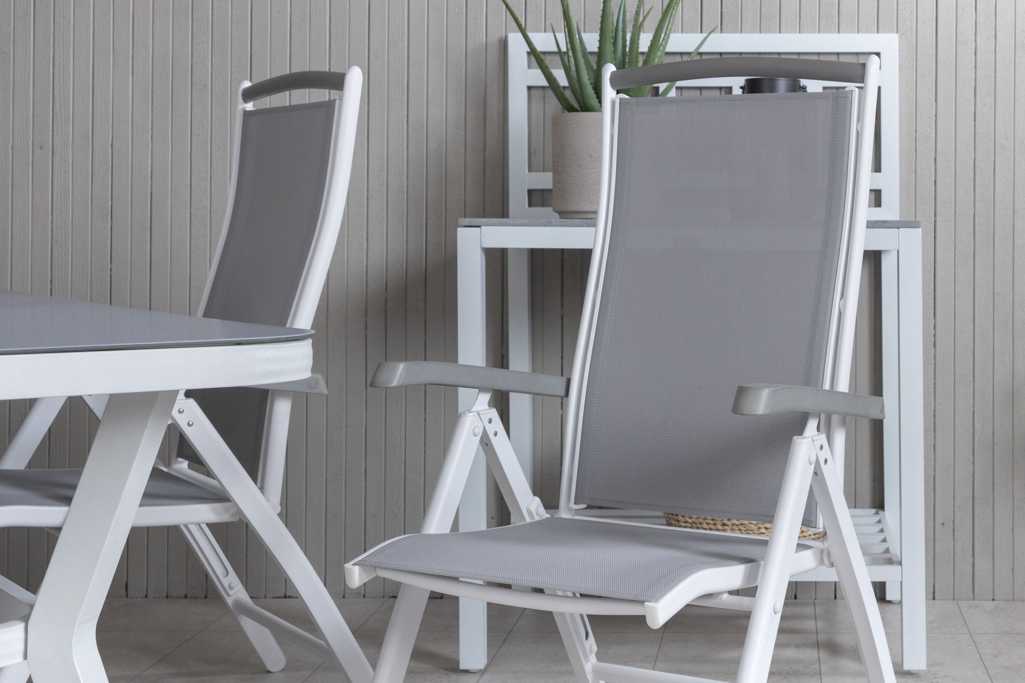 Venture Home Virya spisebord - White Alu / Grey Glass - small bord+Albany 5:pos stol - White/Grey_4