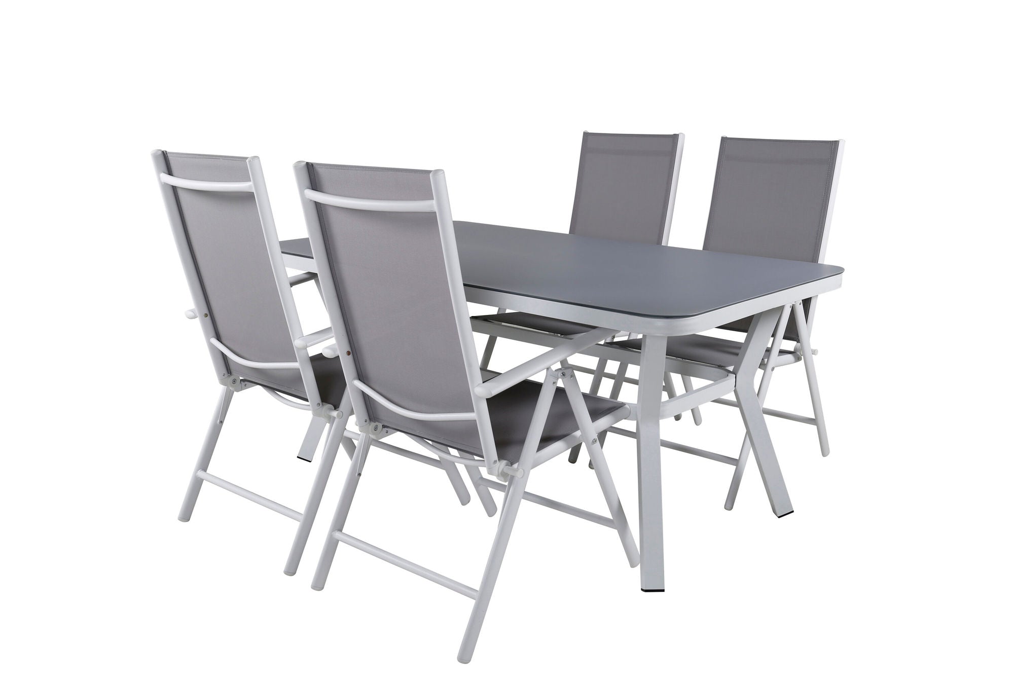 Venture Home Virya spisebord - White Alu / Grey Glass - small bord+Break 5:pos stol - White/Grey_4