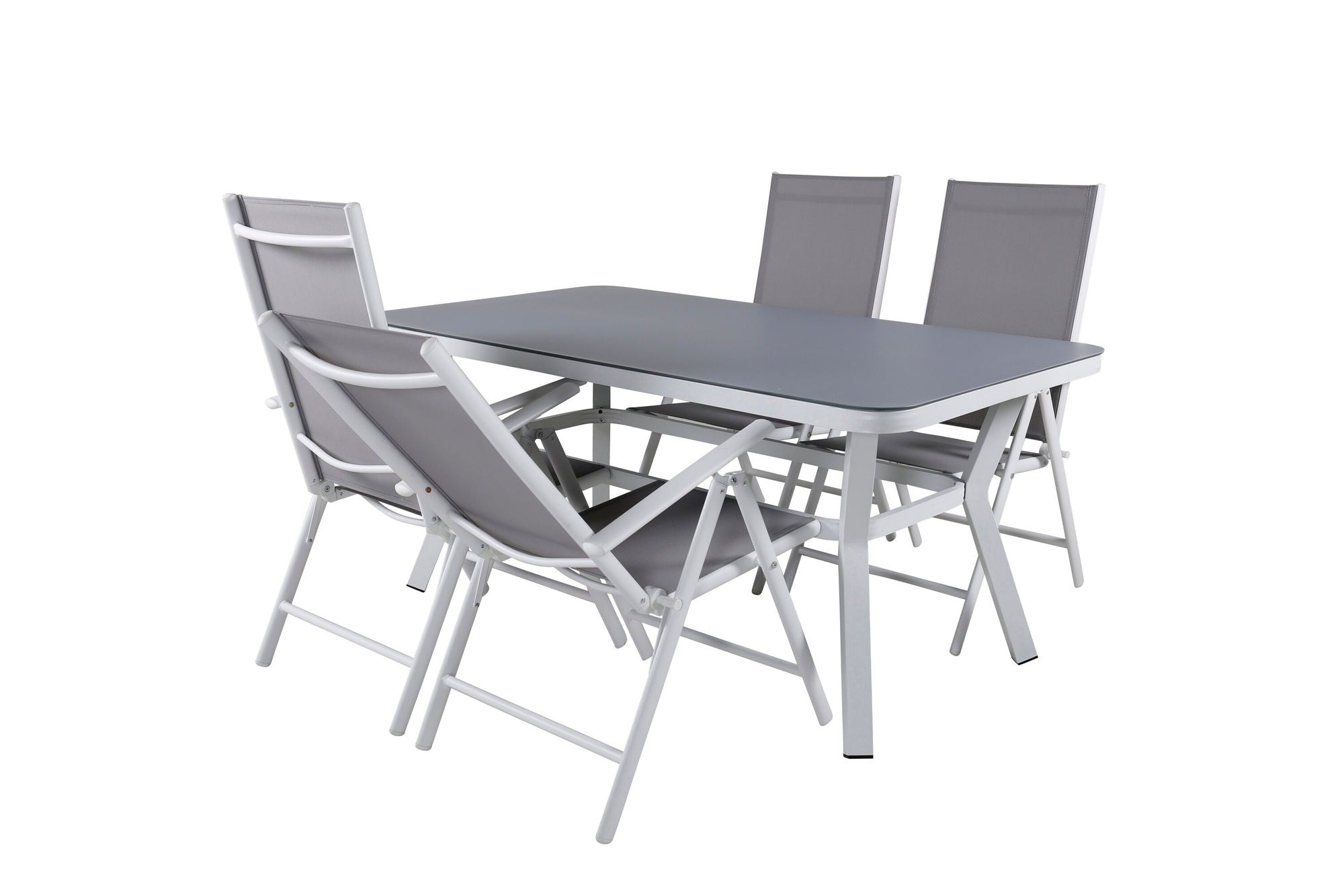 Venture Home Virya spisebord - White Alu / Grey Glass - small bord+Break 5:pos stol - White/Grey_4