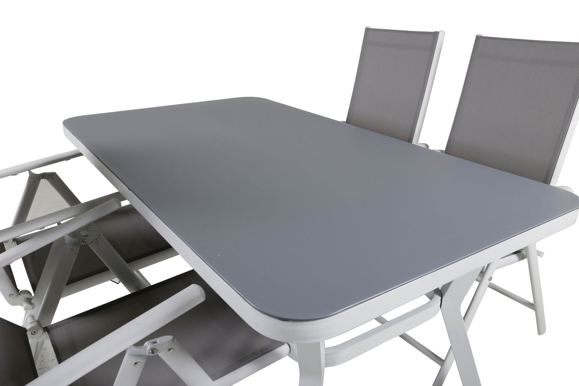 Venture Home Virya spisebord - White Alu / Grey Glass - small bord+Break 5:pos stol - White/Grey_4