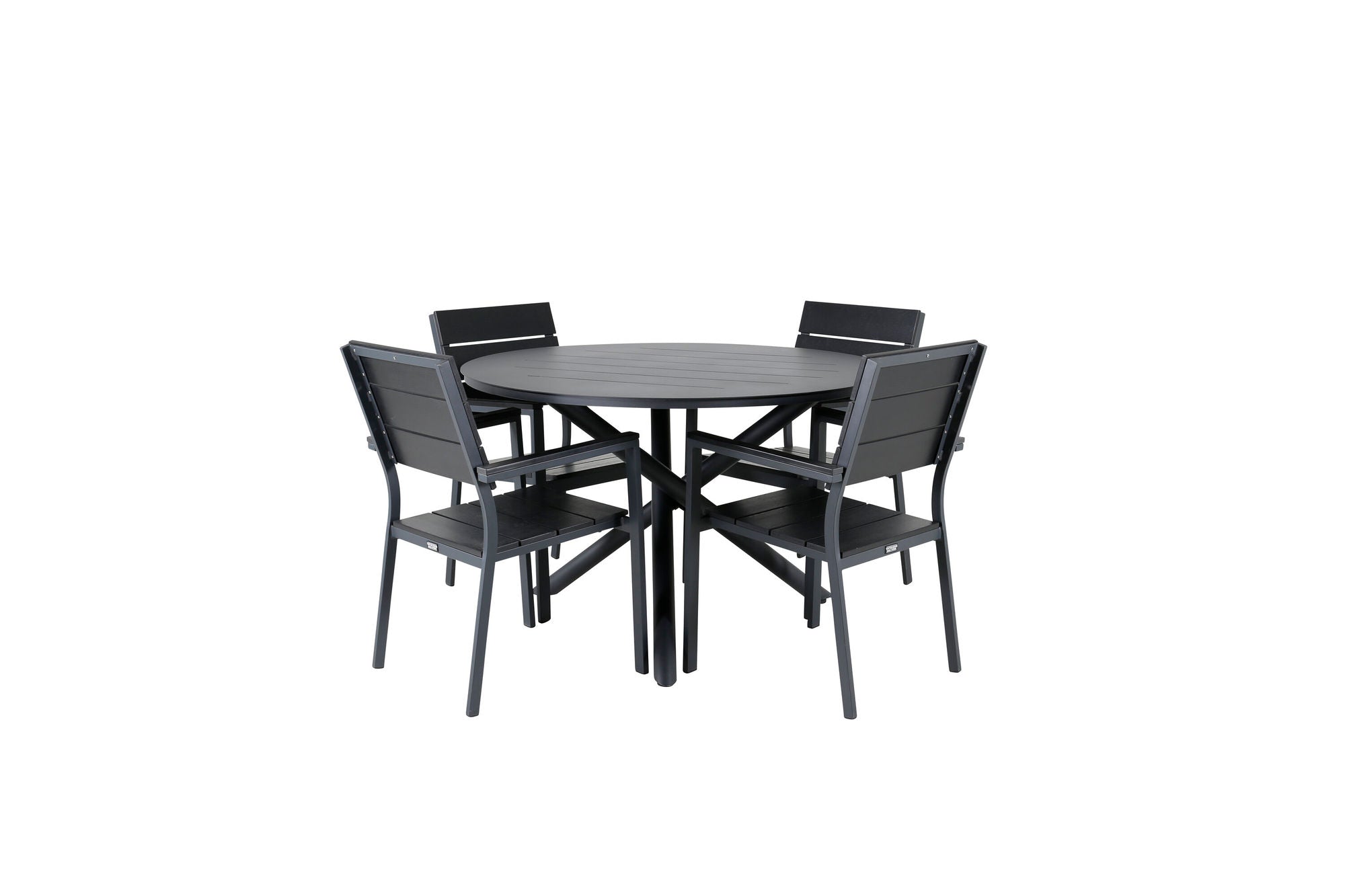 Venture Home Alma spisebord - Black Alu - ø120cm+Levels stol (stackable) - Black Alu / Black Aintwood_4