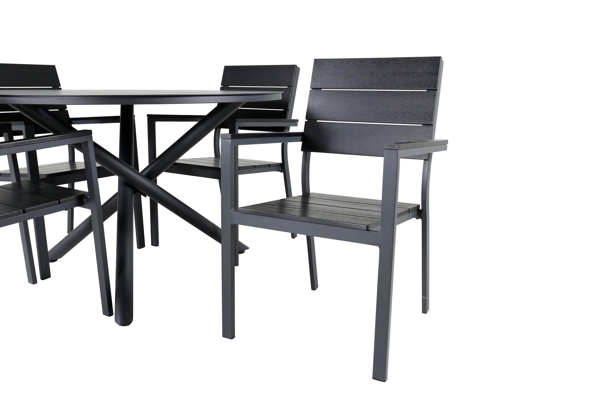 Venture Home Alma spisebord - Black Alu - ø120cm+Levels stol (stackable) - Black Alu / Black Aintwood_4