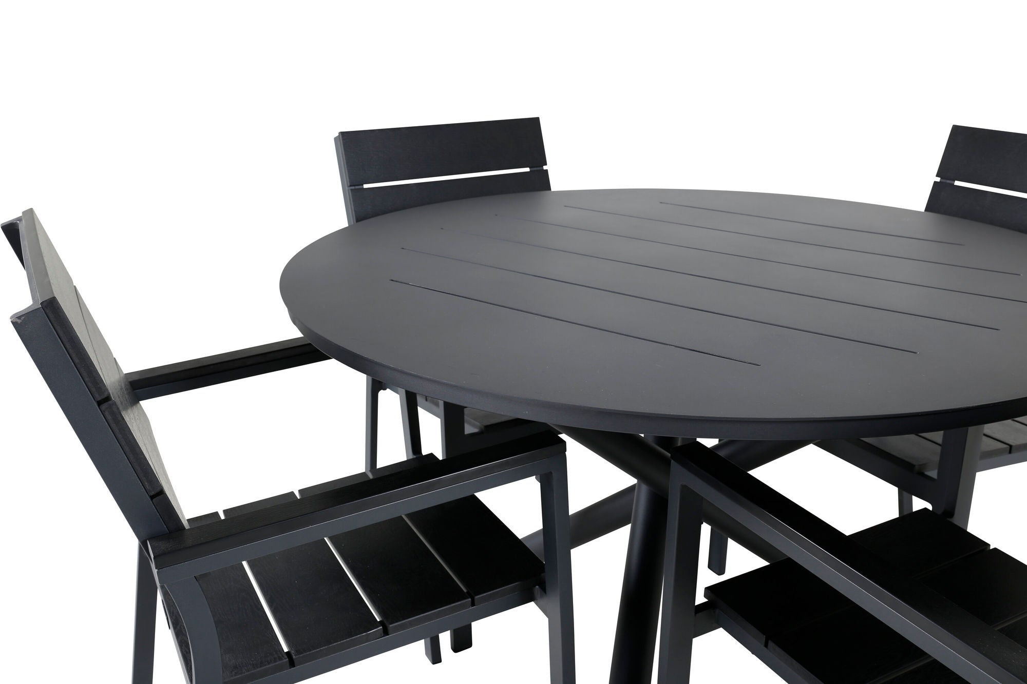 Venture Home Alma spisebord - Black Alu - ø120cm+Levels stol (stackable) - Black Alu / Black Aintwood_4