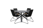 Venture Home Alma spisebord - Black Alu - ø120cm+Bois Armchair - Black Alu / Black Rope / Acacia_4