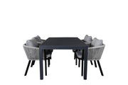 Venture Home Marbella bord 160/240 - Black/Black+Virya Spisebordsstol - BLACK Alu / Grey cushion _4