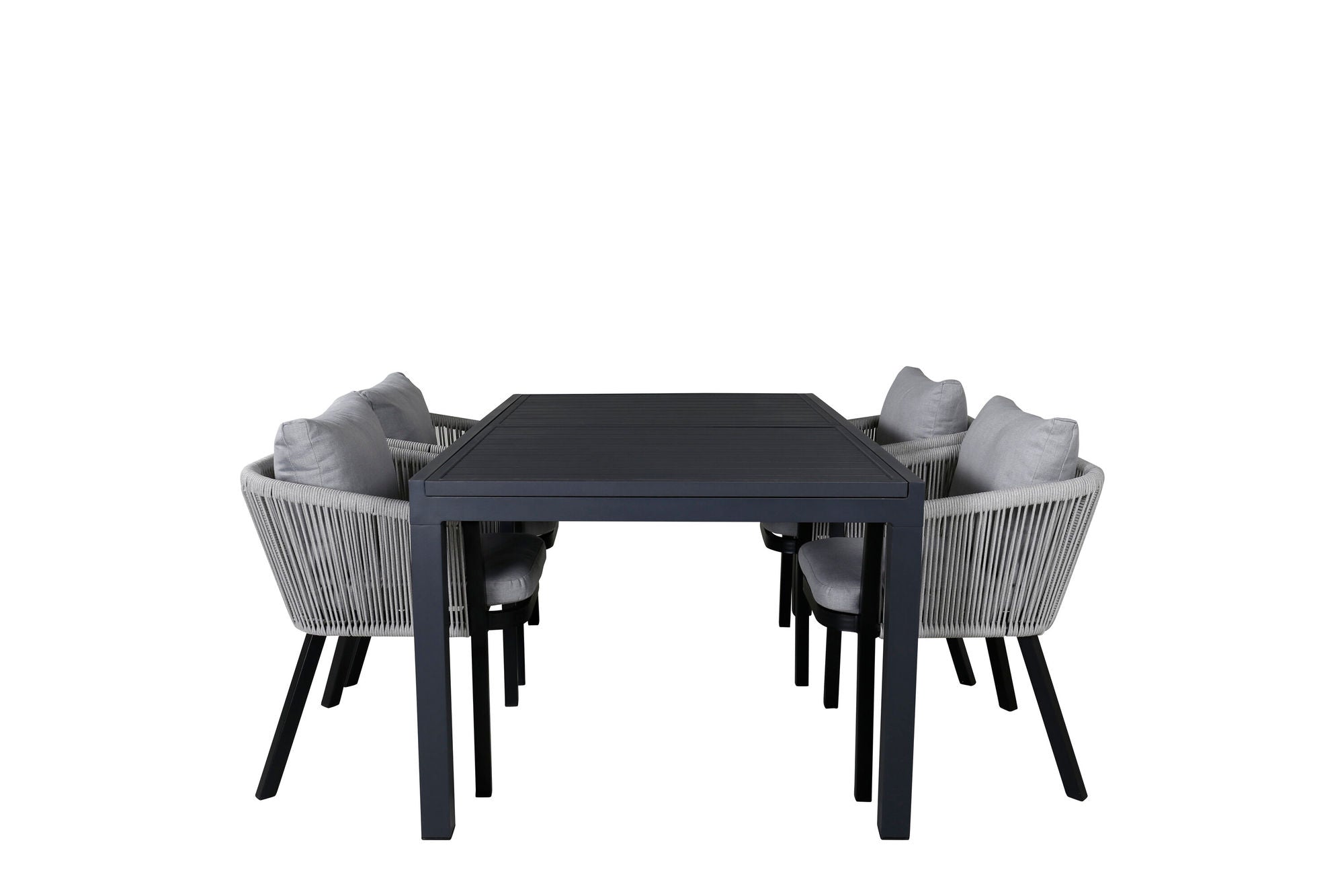 Venture Home Marbella bord 160/240 - Black/Black+Virya Spisebordsstol - BLACK Alu / Grey cushion _4