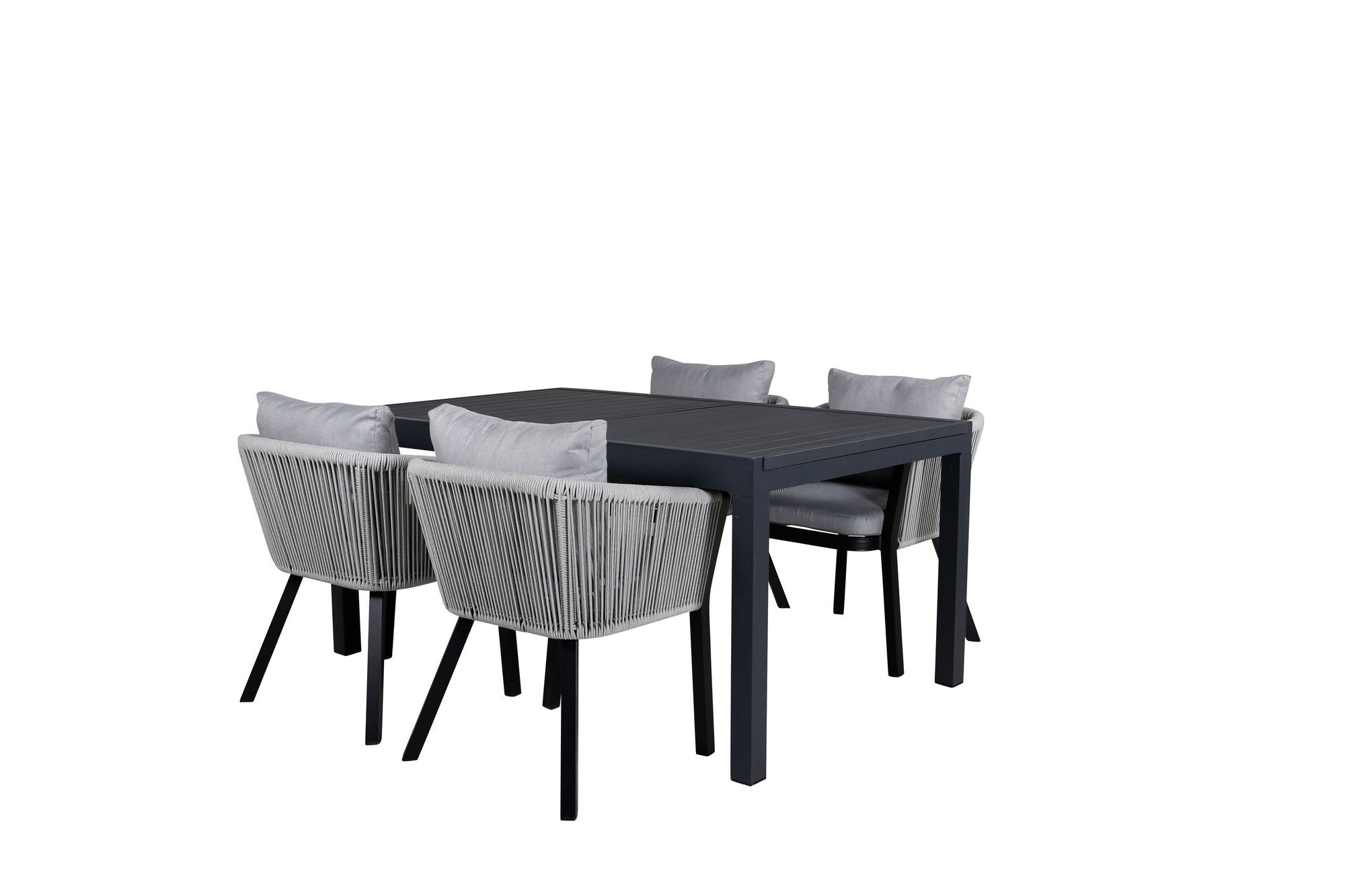 Venture Home Marbella bord 160/240 - Black/Black+Virya Spisebordsstol - BLACK Alu / Grey cushion _4