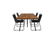 Venture Home Chan spisebord - Black Steel / Acacia (teak look) - 200cm+Lindos Stacking stol - Black Alu / Black Rope_4