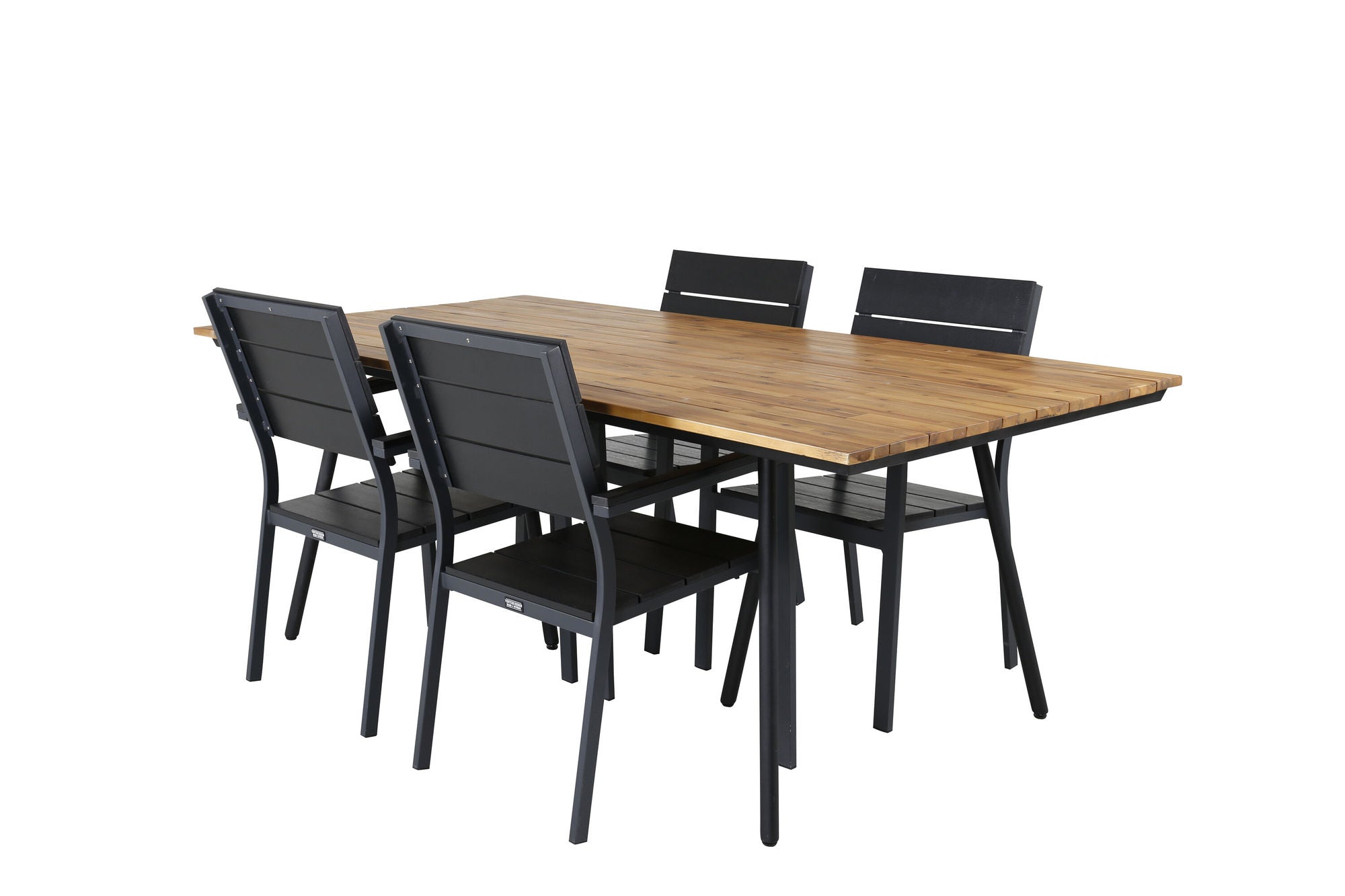 Venture Home Chan spisebord - Black Steel / Acacia (teak look) - 200cm+Levels stol (stackable) - Black Alu / Black Aintwood_4