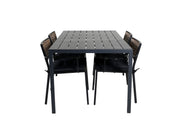 Venture Home Break bord 150*90 - Black/Black+Paola Spisebordsstol - Black Steel / Nature Wicker / Black Cushion_4
