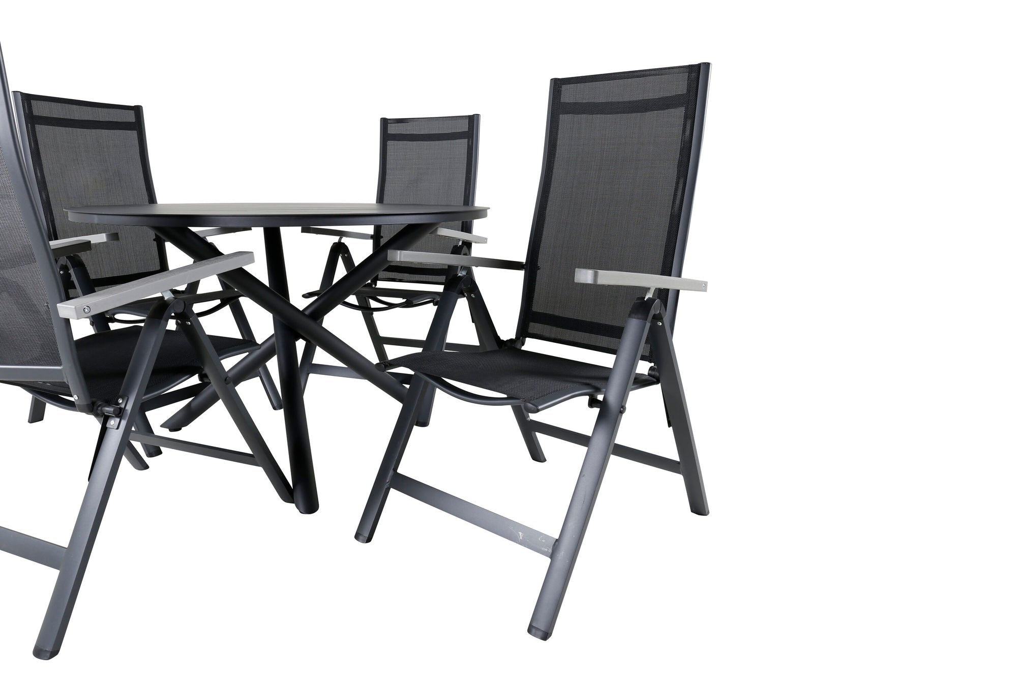 Venture Home Alma spisebord - Black Alu - ø120cm+Albany Light 5-pos - black / Black textilene and grey teak_4