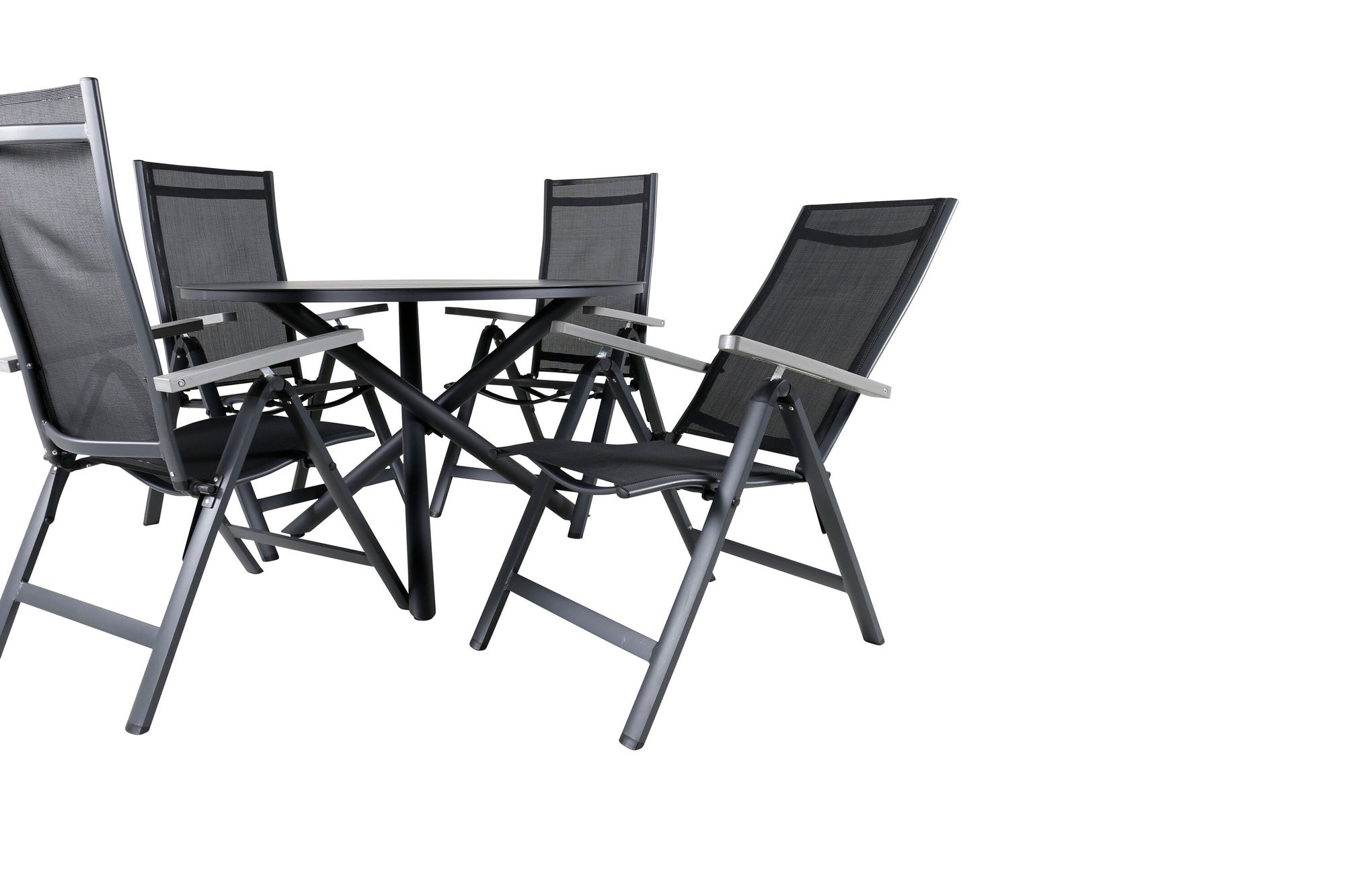 Venture Home Alma spisebord - Black Alu - ø120cm+Albany Light 5-pos - black / Black textilene and grey teak_4