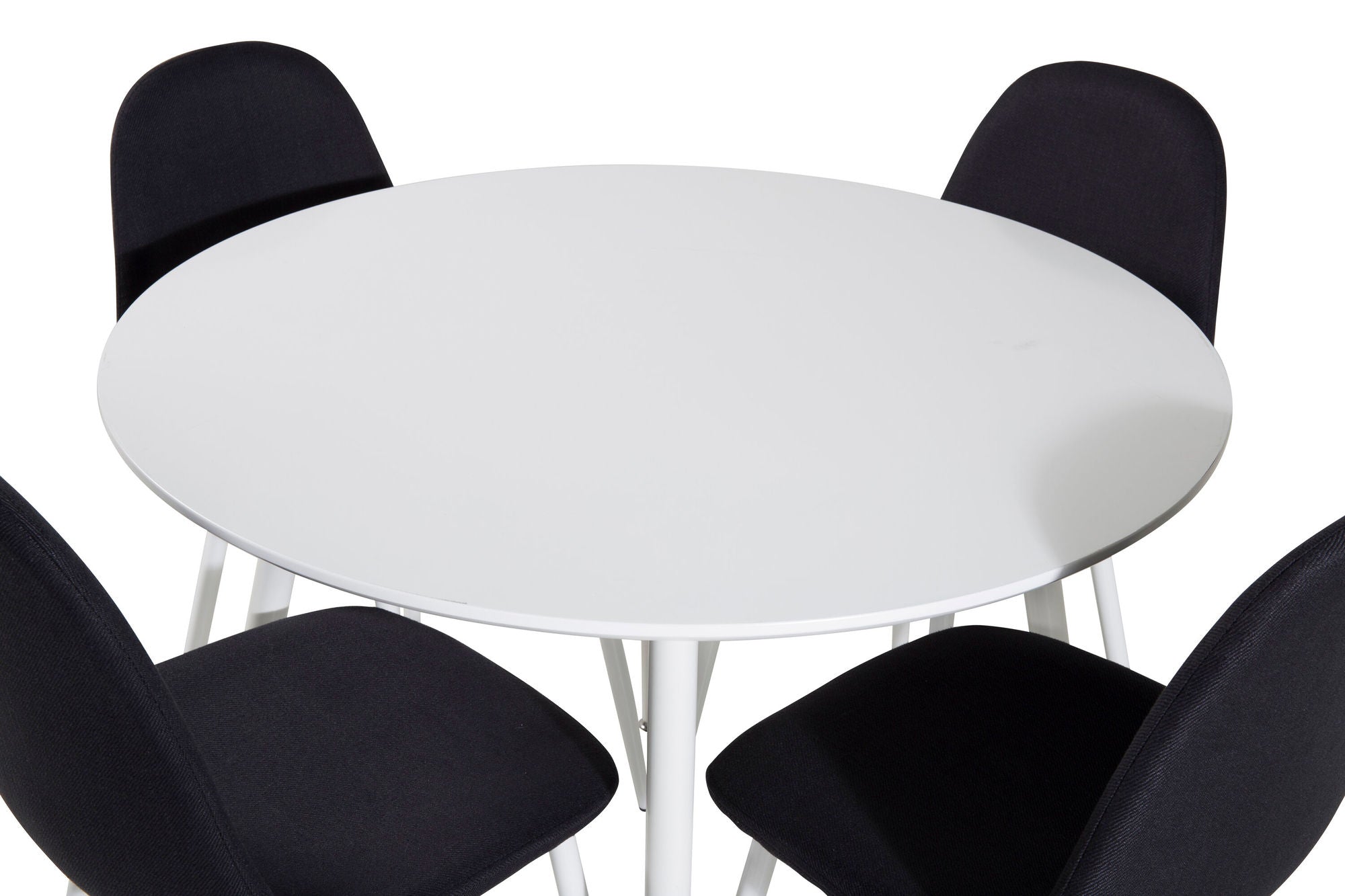 Venture Home Plaza rund bord 100 cm - White top / White Legs+Polar Spisebordsstol - White Legs - Black Fabric_4