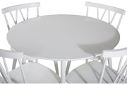 Venture Home Plaza rund bord 100 cm - White top / White Legs+Polar Spisebordsstol - White Legs - Light Grey Fabric_4