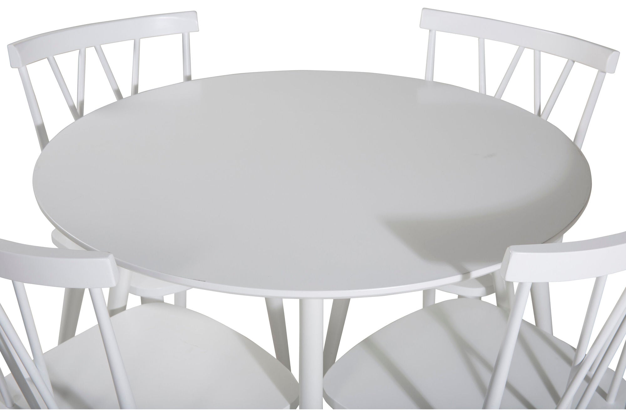 Venture Home Plaza rund bord 100 cm - White top / White Legs+Polar Spisebordsstol - White Legs - Light Grey Fabric_4