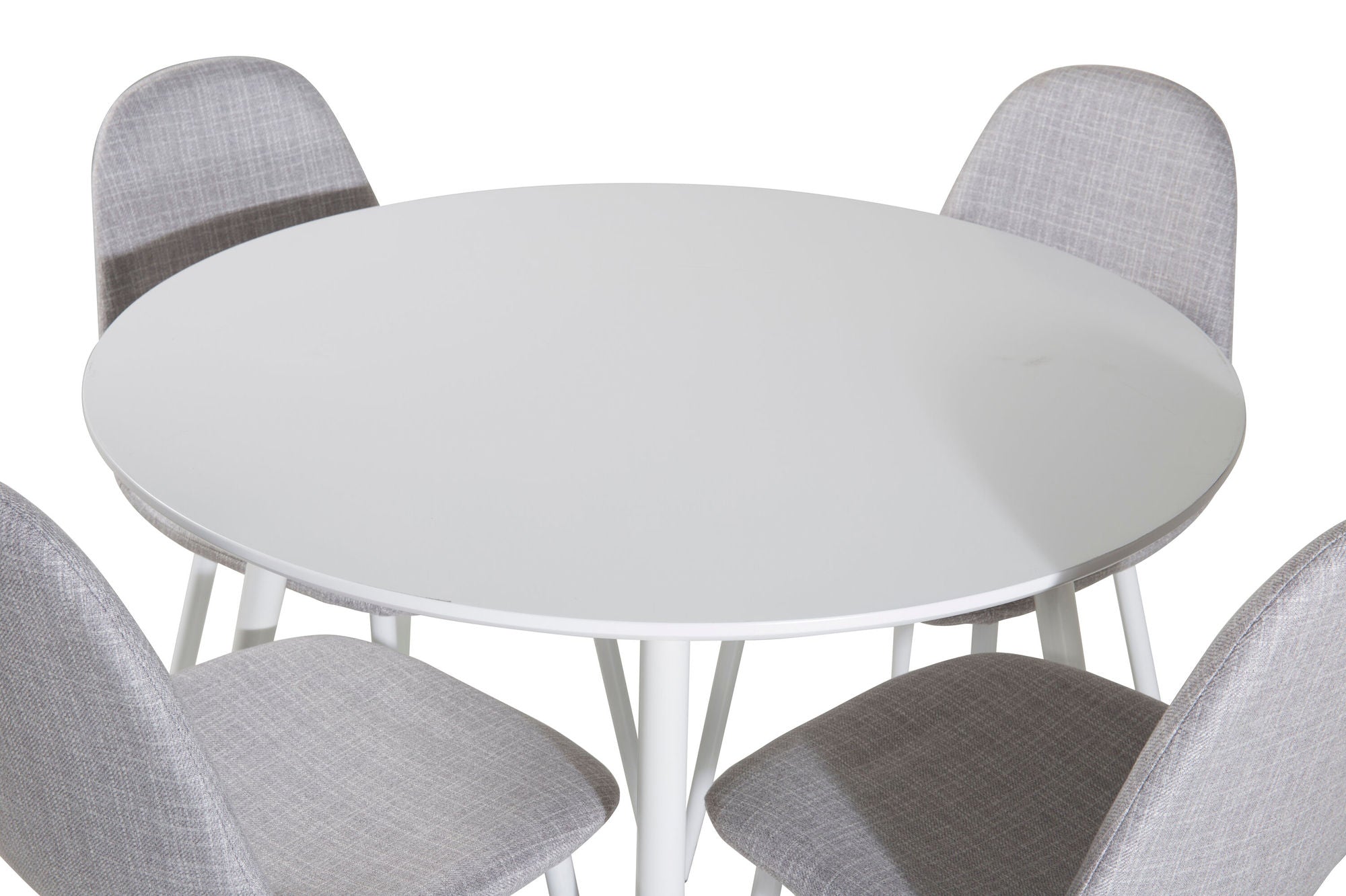 Venture Home Plaza rund bord 100 cm - White top / White Legs+Polar Spisebordsstol - White Legs - Light Grey Fabric_4
