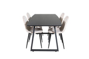 Venture Home Inca Extentionbord - Black top / black Legs+Polar Spisebordsstol- Black legs / Beige Velvet (ersätter 19902-880)_4