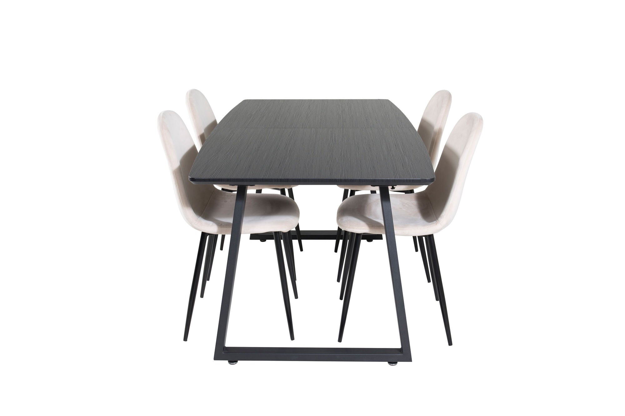 Venture Home Inca Extentionbord - Black top / black Legs+Polar Spisebordsstol- Black legs / Beige Velvet (ersätter 19902-880)_4