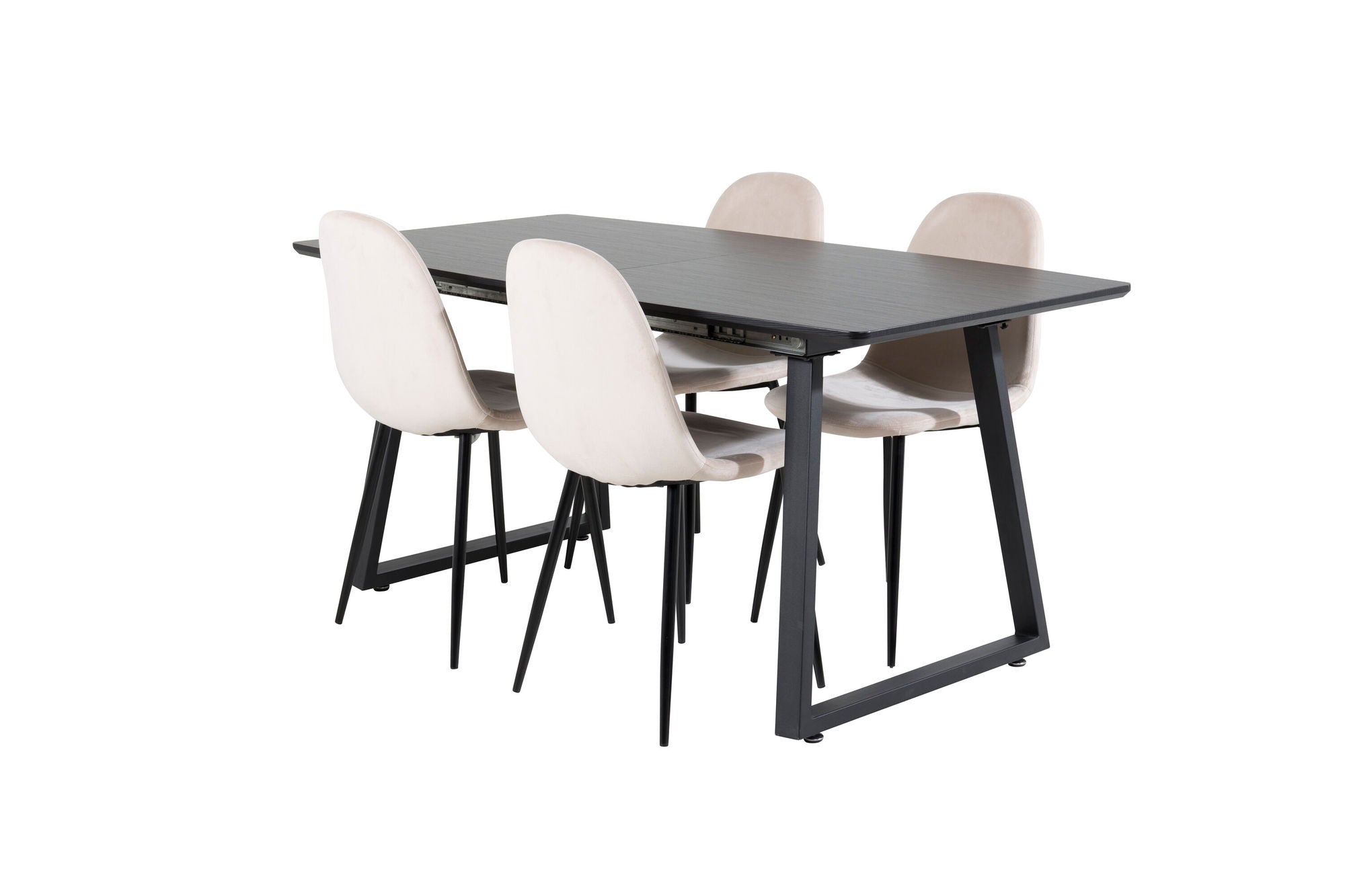 Venture Home Inca Extentionbord - Black top / black Legs+Polar Spisebordsstol- Black legs / Beige Velvet (ersätter 19902-880)_4