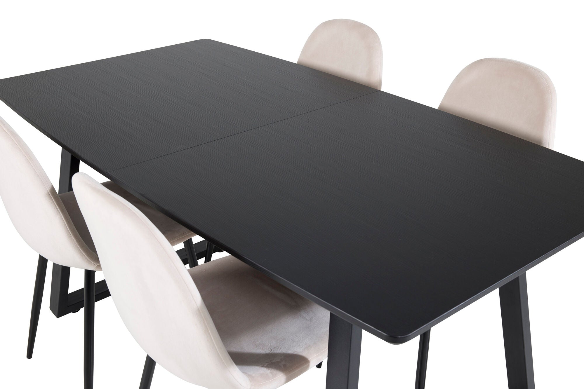 Venture Home Inca Extentionbord - Black top / black Legs+Polar Spisebordsstol- Black legs / Beige Velvet (ersätter 19902-880)_4