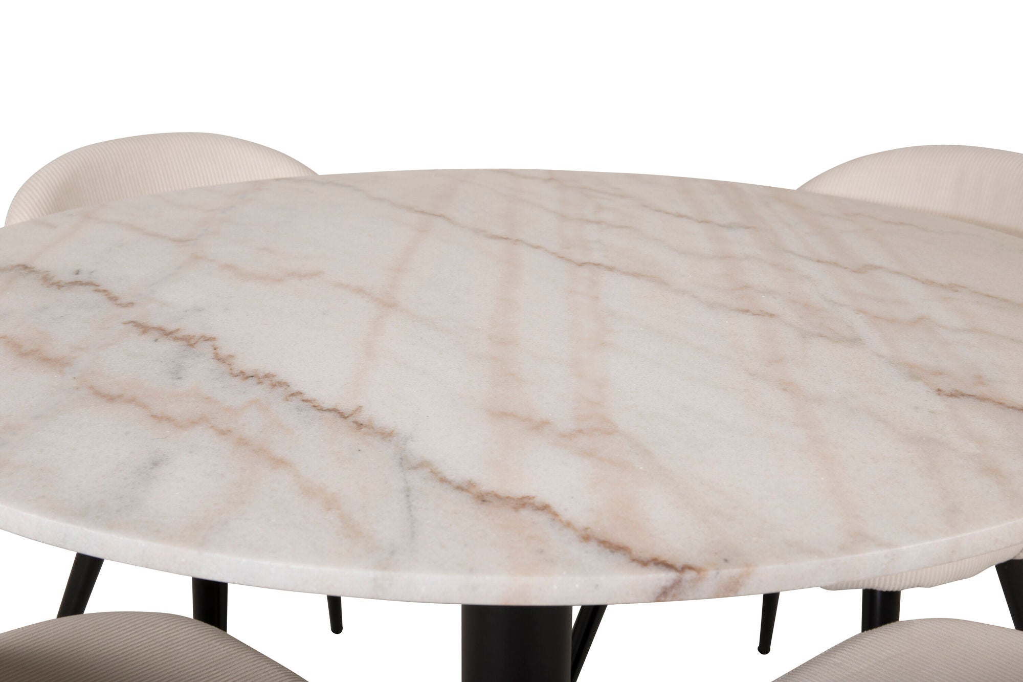 Venture Home Estelle runt Matbord - Svart / Vit marmor - ø106*H75+Velvet Spisebordsstol - Bla
