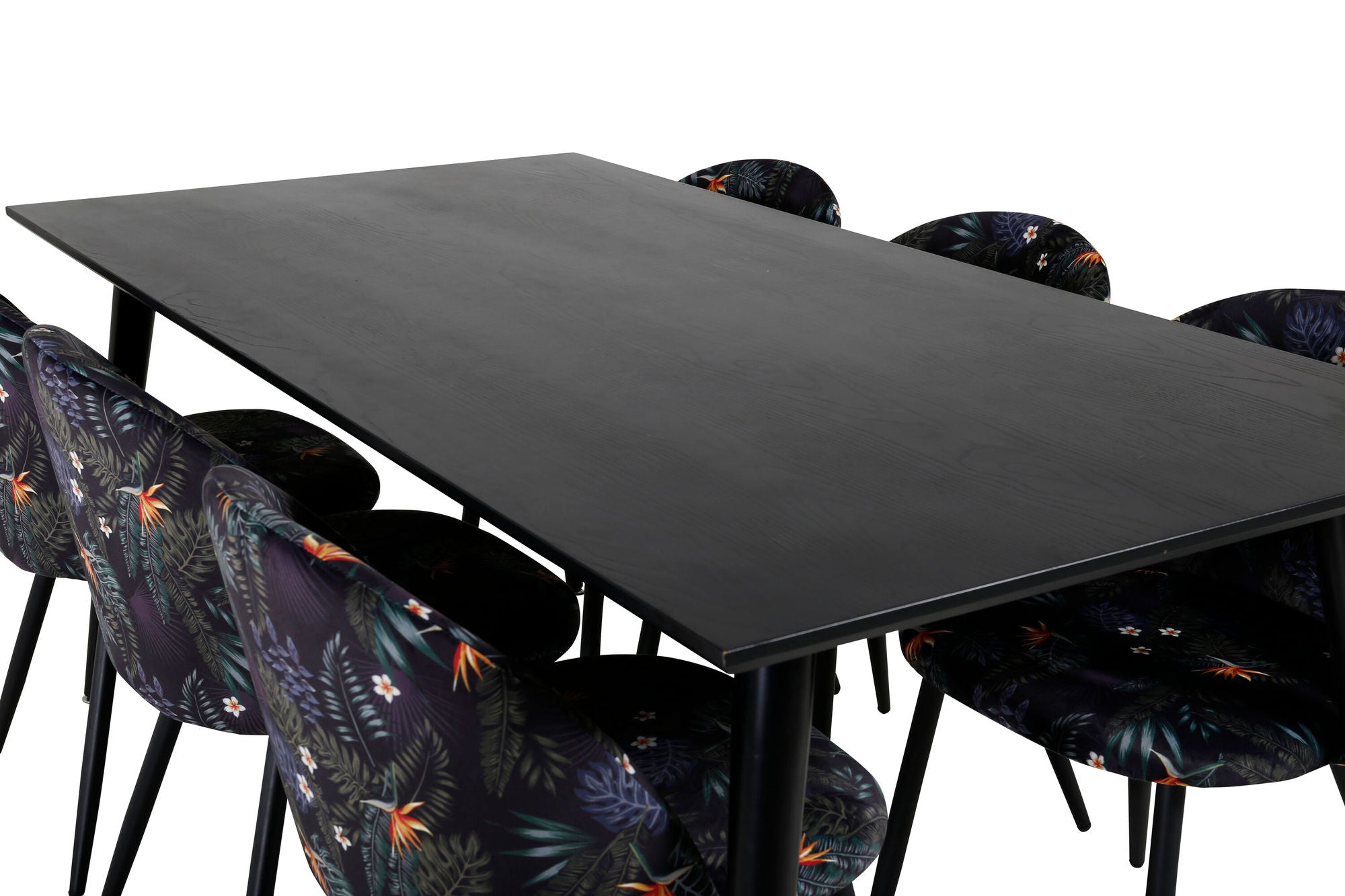 Venture Home Dipp spisebord - 180*90cm - Black Veneer / all black legs +Velvet Dining Ch