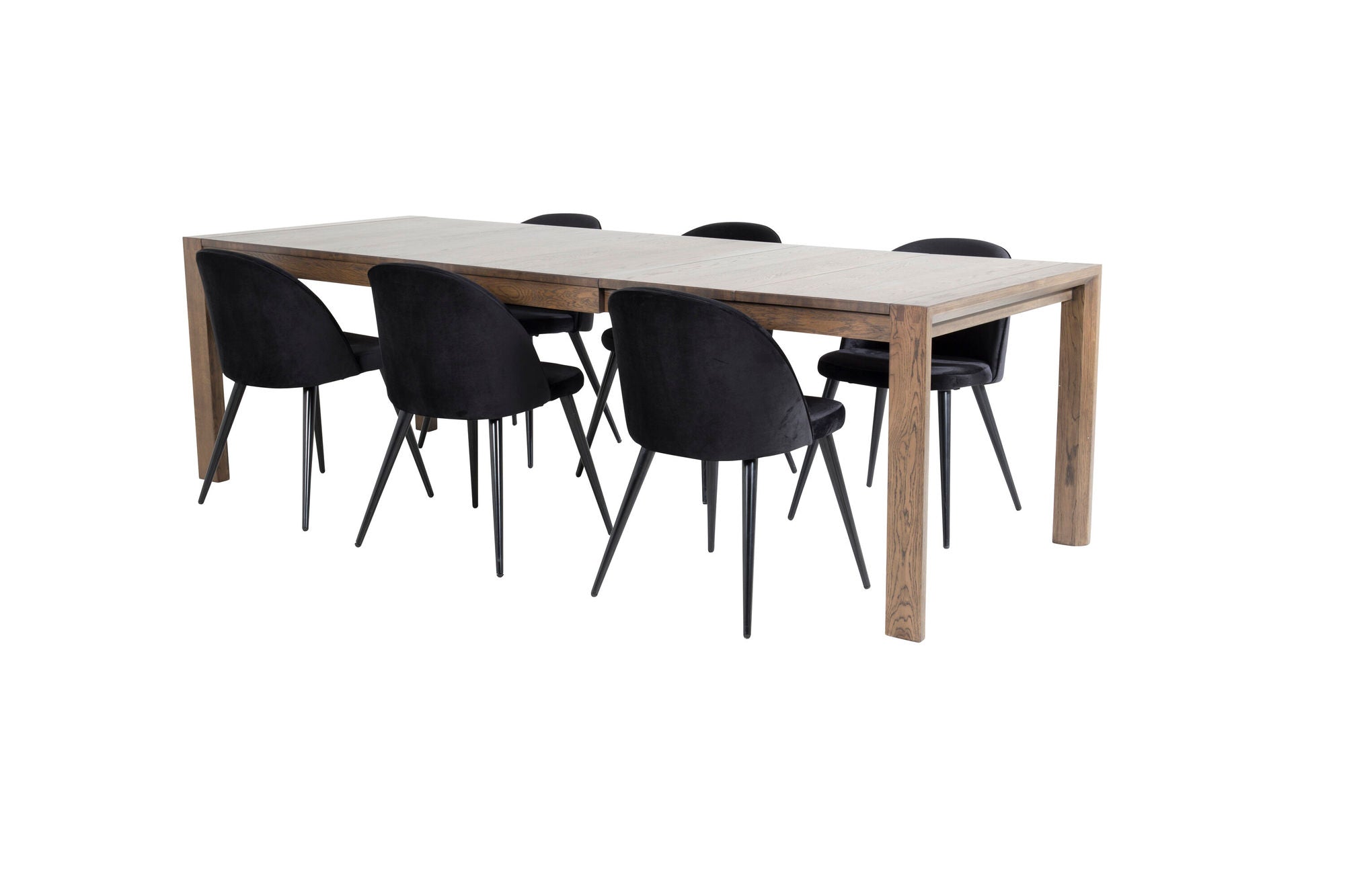 Venture Home Slider Extention bord - Smoked Oak - 170+40+40cm +Velvet Spisebordsstol - Black