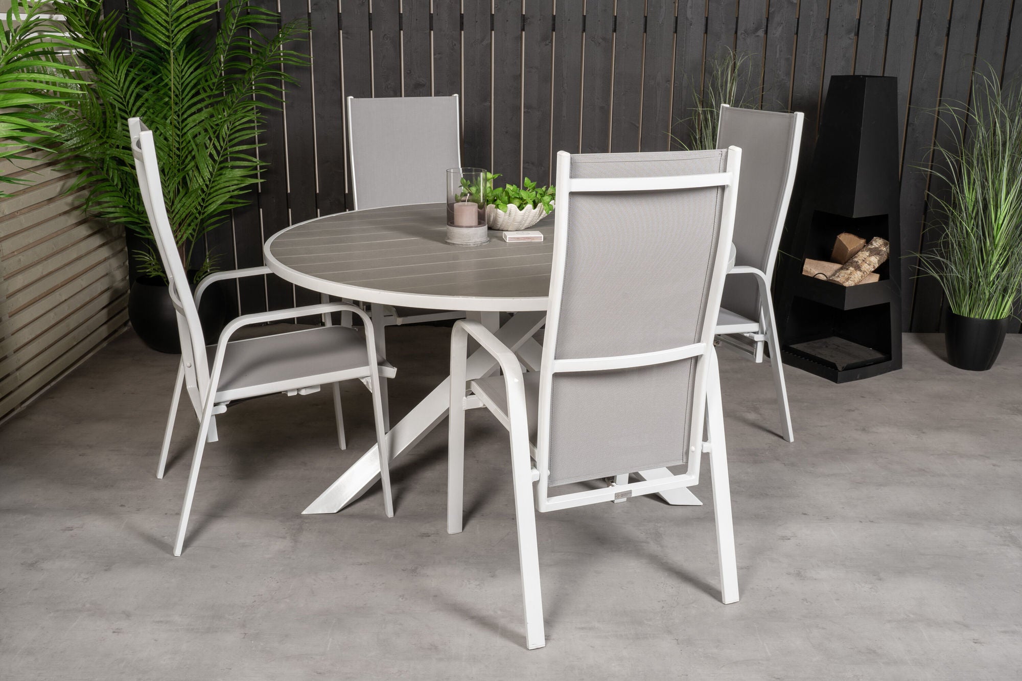 Venture Home Parma bord ø 140 - White/Grey - Copacabana Recliner stol - White/Grey 4