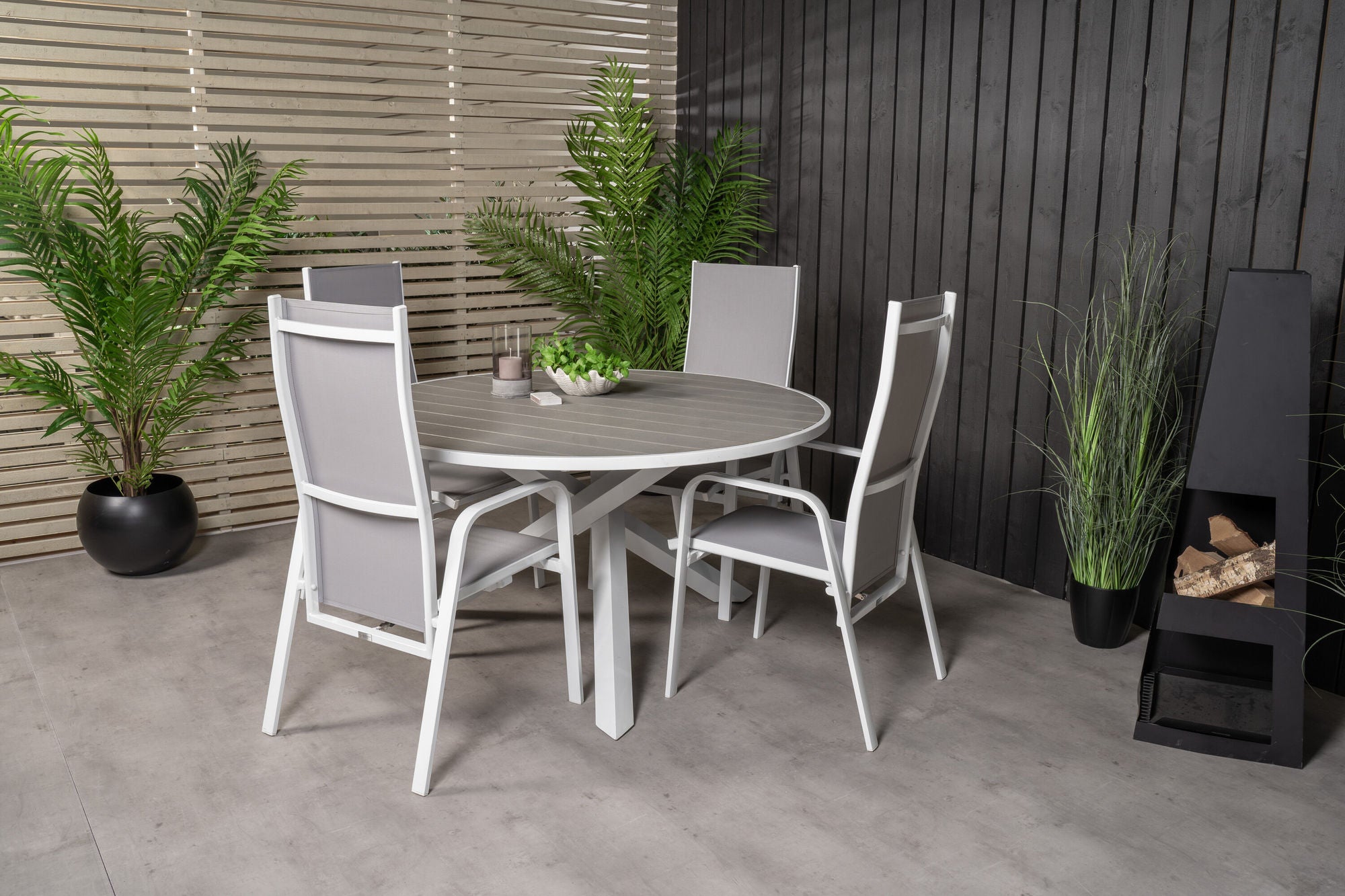 Venture Home Parma bord ø 140 - White/Grey - Copacabana Recliner stol - White/Grey 4