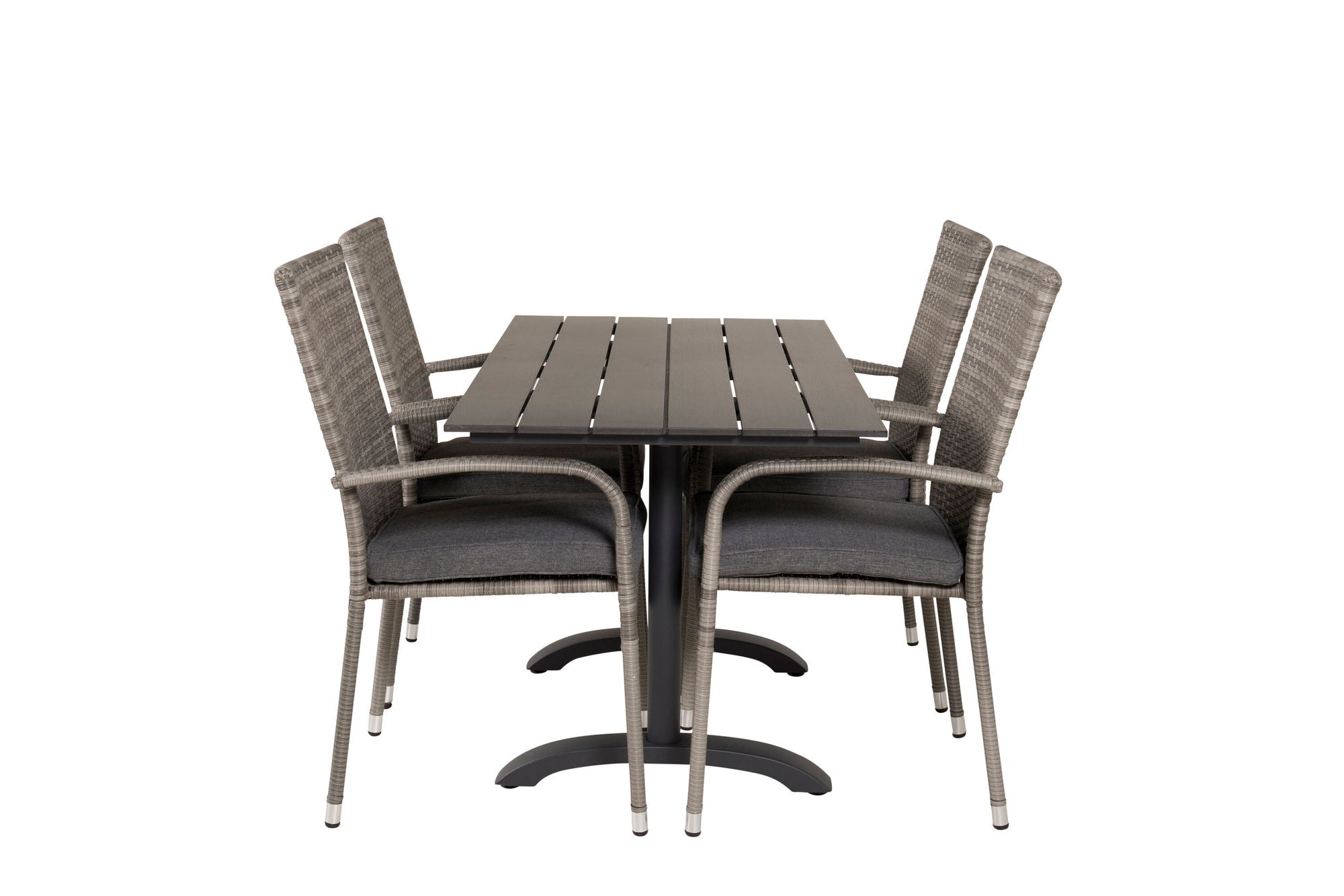 Venture Home Denver Café bord 120*70 - Black Alu / Black Aintwood+Anna Arm stol (stackable) - Grey_4