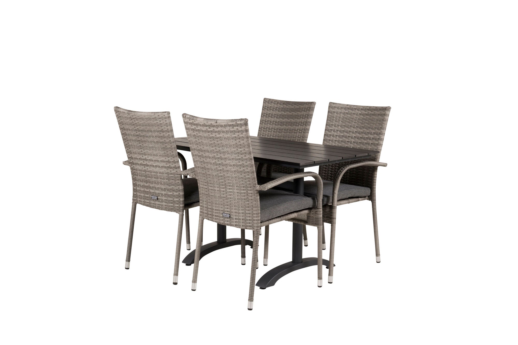 Venture Home Denver Café bord 120*70 - Black Alu / Black Aintwood+Anna Arm stol (stackable) - Grey_4