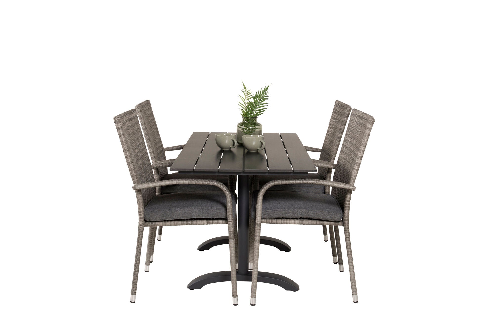 Venture Home Denver Café bord 120*70 - Black Alu / Black Aintwood+Anna Arm stol (stackable) - Grey_4