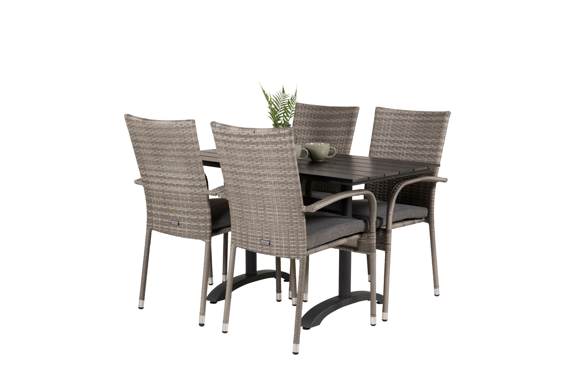 Venture Home Denver Café bord 120*70 - Black Alu / Black Aintwood+Anna Arm stol (stackable) - Grey_4