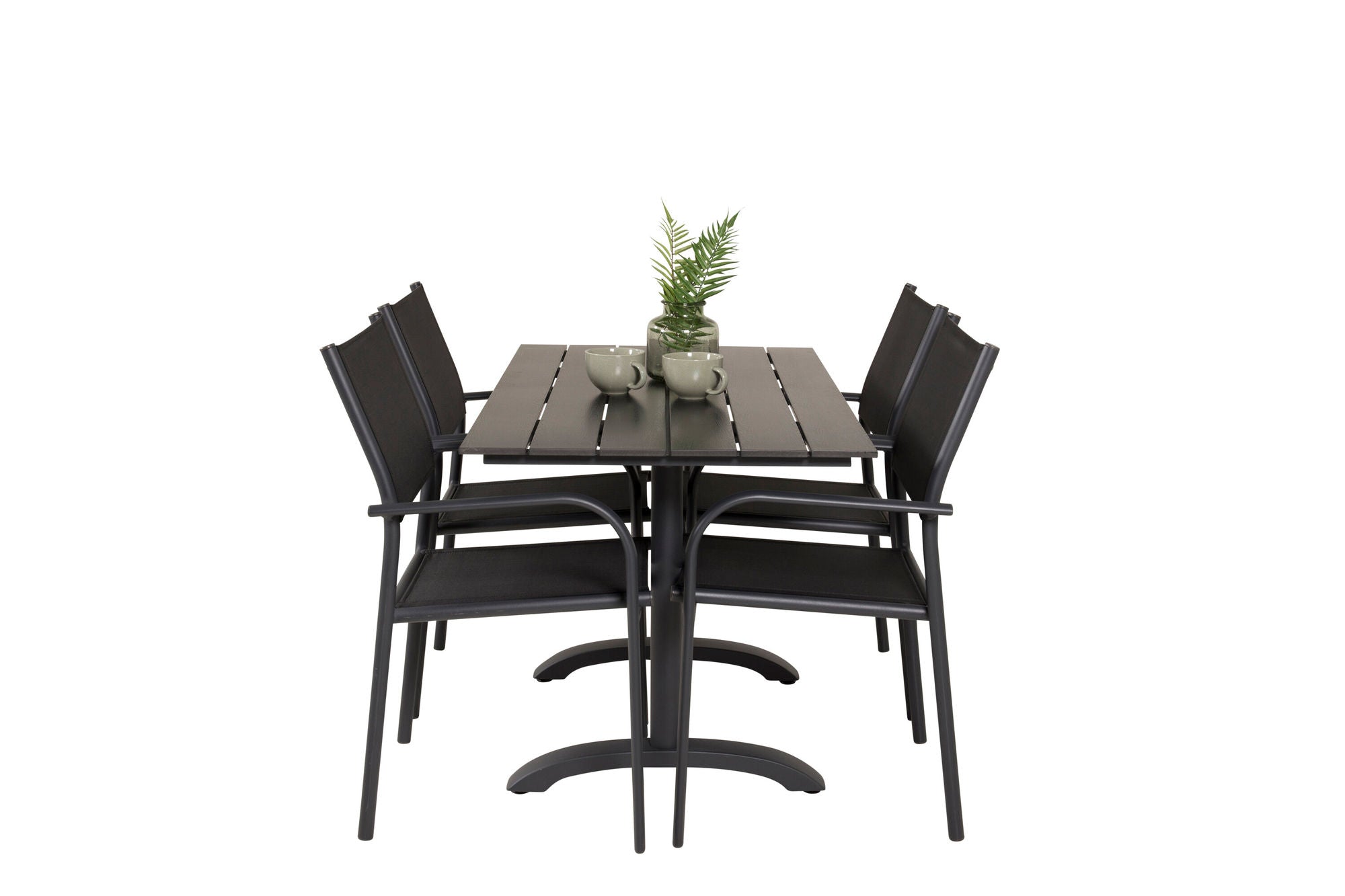 Venture Home Denver Café bord 120*70 - Black Alu / Black Aintwood+Santorini Arm stol (Stackable) - Black alu / Black Textilene_4